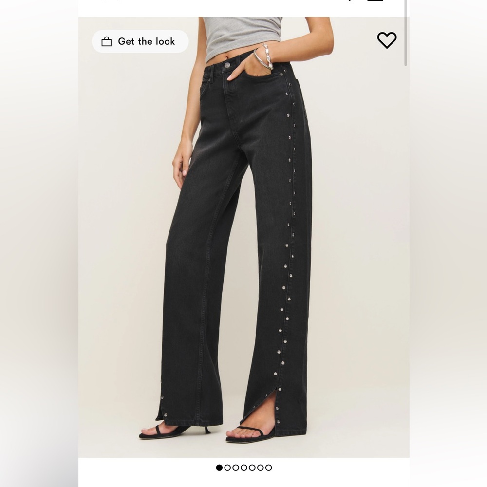 Reformation Cary High Rise Slouchy Straight Leg Jeans Vana Vented Studded